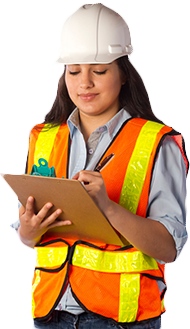 a woman wearing  orange safety jacket and halmet - eotcranesinindia 